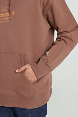Loose Fit Rahat Kesim Kapüşonlu Şardonlu Kahverengi Sweatshirt - Brown-L232274220 (görsel 7)