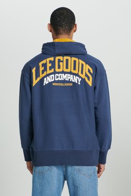 Loose Fit Rahat Kesim Kapüşonlu İçi Polarlı Sırt Baskılı Indigo Sweatshirt - Indigo-L232277315 (görsel 2)