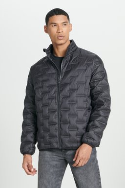 Regular Fit Normal Kesim Dik Yaka Siyah Şişme Mont - Black-L232287001