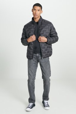 Regular Fit Normal Kesim Dik Yaka Siyah Şişme Mont - Black-L232287001 (görsel 4)