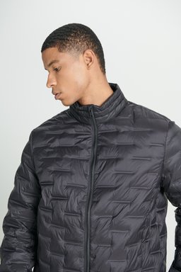 Regular Fit Normal Kesim Dik Yaka Siyah Şişme Mont - Black-L232287001 (görsel 5)