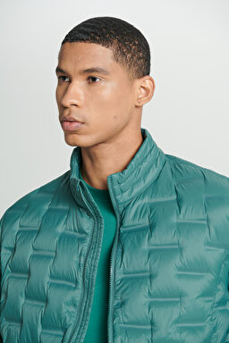 Regular Fit Normal Kesim Dik Yaka Mint Yeşili Şişme Ceket - Green-L232287300 (görsel 3)