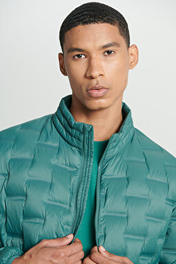 Regular Fit Normal Kesim Dik Yaka Mint Yeşili Şişme Ceket - Green-L232287300 (görsel 4)