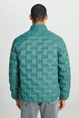 Regular Fit Normal Kesim Dik Yaka Mint Yeşili Şişme Ceket - Green-L232287300 (görsel 6)