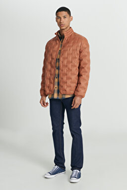 Regular Fit Normal Kesim Dik Yaka Turuncu Şişme Ceket - Orange-L232287700 (görsel 4)