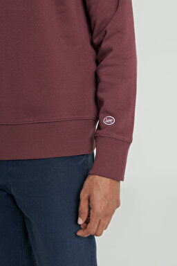 Regular Fit Normal Kesim Bisiklet Yaka Şardonlu Bordo Sweatshirt - Dark Wine-L232294838 (görsel 7)