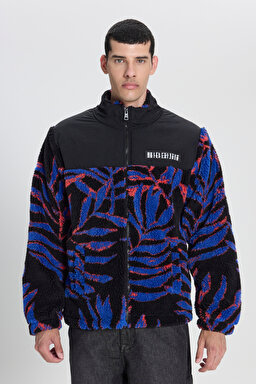 Oversize Fit Rahat Kesim Dik Yaka Tam Fermuarlı Sherpa Ceket - Multi-L232305900 (görsel 3)
