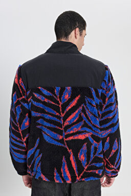 Oversize Fit Rahat Kesim Dik Yaka Tam Fermuarlı Sherpa Ceket - Multi-L232305900 (görsel 5)