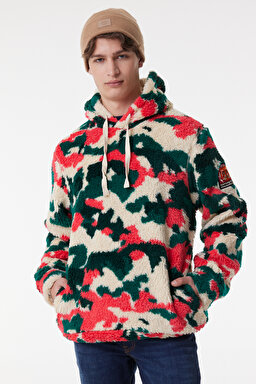 Regular Fit Normal Kesim Kapüşonlu Renkli Sherpa Sweatshirt - Multi-L232307900 (görsel 2)