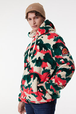 Regular Fit Normal Kesim Kapüşonlu Renkli Sherpa Sweatshirt - Multi-L232307900 (görsel 5)