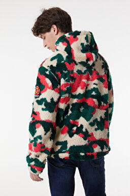 Regular Fit Normal Kesim Kapüşonlu Renkli Sherpa Sweatshirt - Multi-L232307900 (görsel 6)