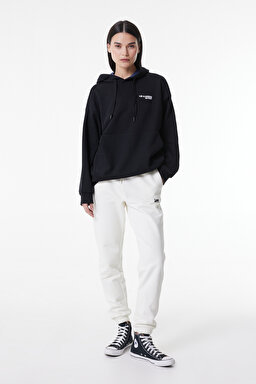 Regular Fit Normal Kesim Kapüşonlu İçi Polarlı Siyah Sweatshirt - Black-L232346001 (görsel 3)