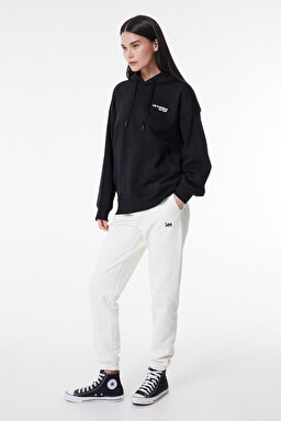 Regular Fit Normal Kesim Kapüşonlu İçi Polarlı Siyah Sweatshirt - Black-L232346001 (görsel 4)