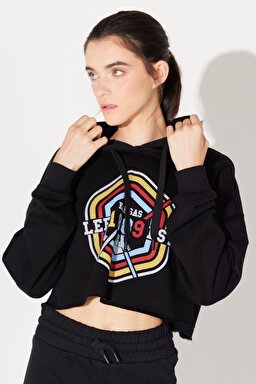 Regular Fit Normal Kesim Kapüşonlu Şardonlu Siyah Sweatshirt - Black-L232348001