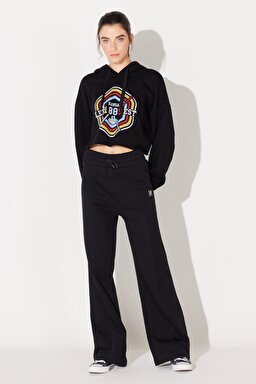 Regular Fit Normal Kesim Kapüşonlu Şardonlu Siyah Sweatshirt - Black-L232348001 (görsel 4)