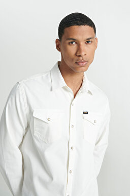 Regular Fit Normal Kesim %100 Pamuk Kırık Beyaz Uzun Kollu Gömlek - Off White-L232380102 (görsel 5)