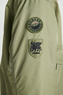 Regular Fit Normal Kesim Patch Detaylı Sherpa Yaka Haki Bomber Ceket - Khaki-L232386801 (görsel 6)