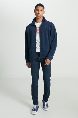 Regular Fit Normal Kesim Dik Yaka Fermuarlı Lacivert Polar Ceket - Navy-L232430410 (görsel 3)