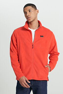 Regular Fit Normal Kesim Dik Yaka Fermuarlı Kırmızı Polar Ceket - Red-L232430600