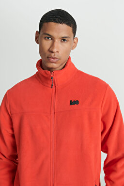 Regular Fit Normal Kesim Dik Yaka Fermuarlı Kırmızı Polar Ceket - Red-L232430600 (görsel 4)