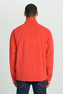 Regular Fit Normal Kesim Dik Yaka Fermuarlı Kırmızı Polar Ceket - Red-L232430600 (görsel 5)