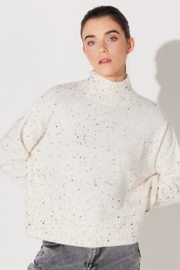 Regular Fit Normal Kesim Balıkçı Yaka Kırık Beyaz Triko Kazak - Off White-L232494102 (görsel 2)