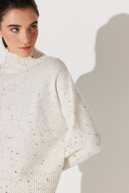 Regular Fit Normal Kesim Balıkçı Yaka Kırık Beyaz Triko Kazak - Off White-L232494102 (görsel 5)