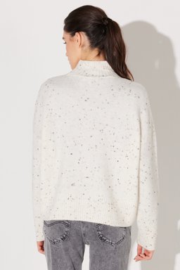 Regular Fit Normal Kesim Balıkçı Yaka Kırık Beyaz Triko Kazak - Off White-L232494102 (görsel 7)
