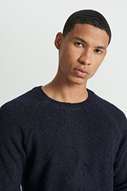 Regular Fit Normal Kesim Bisiklet Yaka Lacivert Tirko Kazak - Navy-L232499410 (görsel 4)