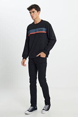 Regular Fit Normal Kesim Bisiklet Yaka Siyah Sweatshirt - Black-L232501001 (görsel 3)