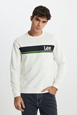 Regular Fit Normal Kesim Bisiklet Yaka Kırık Beyaz Sweatshirt - Off White-L232501102 (görsel 2)