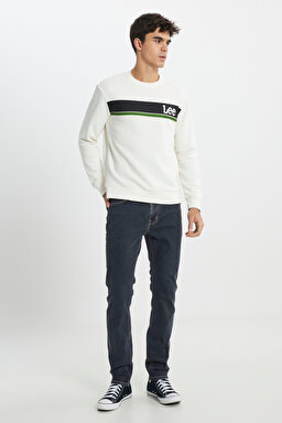 Regular Fit Normal Kesim Bisiklet Yaka Kırık Beyaz Sweatshirt - Off White-L232501102 (görsel 3)