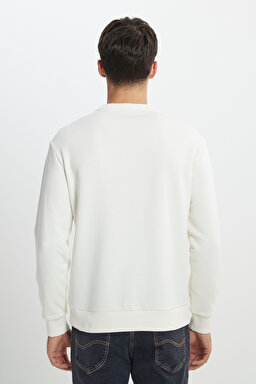 Regular Fit Normal Kesim Bisiklet Yaka Kırık Beyaz Sweatshirt - Off White-L232501102 (görsel 6)