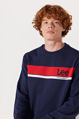 Regular Fit Normal Kesim Bisiklet Yaka Lacivert Sweatshirt - Navy-L232501410 (görsel 5)