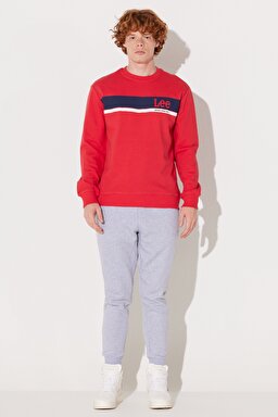 Regular Fit Normal Kesim Bisiklet Yaka Kırmızı Sweatshirt - Red-L232501600 (görsel 4)