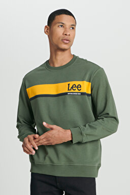 Regular Fit Normal Kesim Bisiklet Yaka Haki Sweatshirt - Khaki-L232501801 (görsel 2)