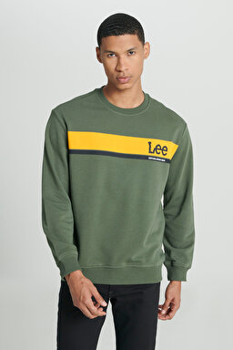 Regular Fit Normal Kesim Bisiklet Yaka Haki Sweatshirt - Khaki-L232501801 (görsel 3)