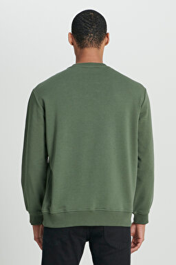 Regular Fit Normal Kesim Bisiklet Yaka Haki Sweatshirt - Khaki-L232501801 (görsel 7)