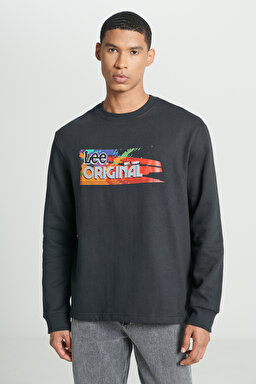 Regular Fit Normal Kesim Bisiklet Yaka Şardonlu Siyah Sweatshirt - Black-L232519001