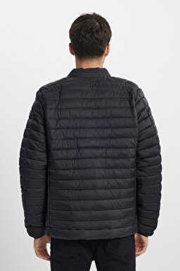 Regular Fit Normal Kesim Dik Yaka Kapitoneli Siyah Şişme Ceket - Black-L232521001 (görsel 7)