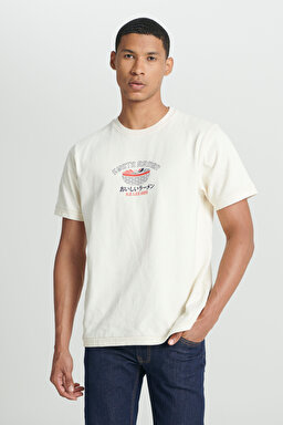 Regular Fit Normal Kesim Bisiklet Yaka %100 Pamuk Kırık Beyaz Tişört - Off White-L241184102