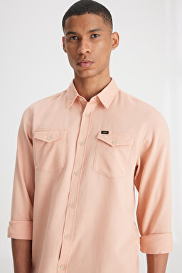 Regular Fit Normal Kesim %100 Pamuk Açık Pembe Gömlek - Light Pink-L241262590 (görsel 2)