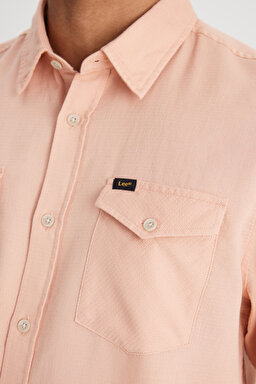 Regular Fit Normal Kesim %100 Pamuk Açık Pembe Gömlek - Light Pink-L241262590 (görsel 4)