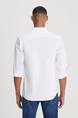 Regular Fit Normal Kesim %100 Pamuk Beyaz Gömlek - White-L241274100 (görsel 5)