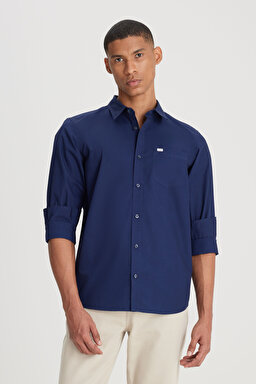 Regular Fit Normal Kesim %100 Pamuk Lacivert Gömlek - Navy-L241274410