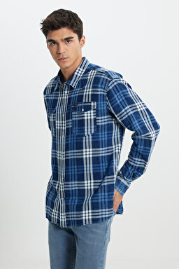 Loose Fit Rahat Kesim Lacivert Gömlek - İndigo-L241277TF (görsel 2)