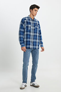 Loose Fit Rahat Kesim Lacivert Gömlek - İndigo-L241277TF (görsel 3)