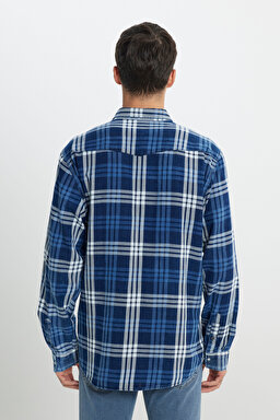 Loose Fit Rahat Kesim Lacivert Gömlek - İndigo-L241277TF (görsel 5)
