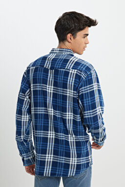 Loose Fit Rahat Kesim Lacivert Gömlek - İndigo-L241277TF (görsel 6)
