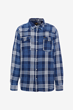 Loose Fit Rahat Kesim Lacivert Gömlek - İndigo-L241277TF (görsel 7)